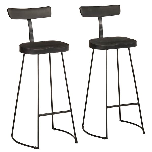 vidaXL Tabourets de bar lot de 2 noir 49x43x103cm bois manguier massif