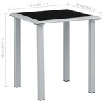 vidaXL Table de jardin Noir et argenté 41x41x45 cm Acier et verre