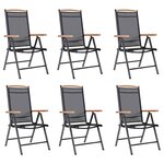 vidaXL Chaises de jardin pliables lot de 6 Textilène Noir
