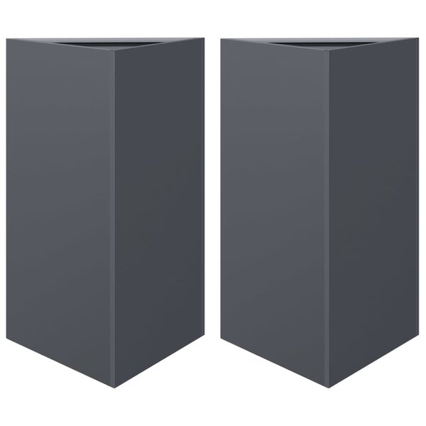 vidaXL Jardinières 2 Pièces anthracite triangulaire 50x43x75 cm acier