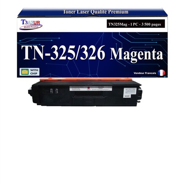 T3AZUR - Toner compatible avec Brother TN325 pour Brother DCP-9055CDN  DCP-9270CDN Magenta