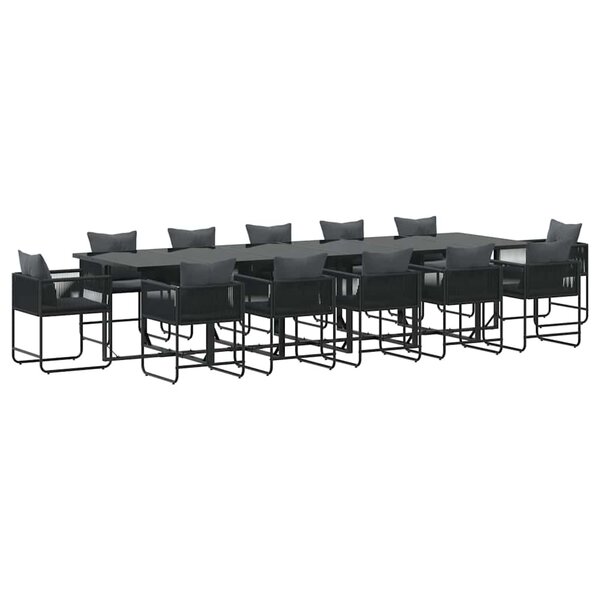 vidaXL Ensemble de salle à manger pour jardin 13 Pièces Noir Acier