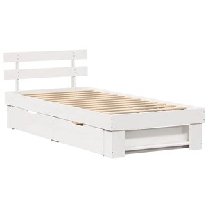 vidaXL Cadre de lit avec tiroir Blanc 100 x 200 cm Bois massif en pin
