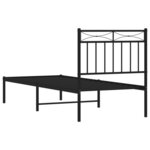 vidaXL Cadre de lit métal sans matelas avec tête de lit noir 75x190 cm