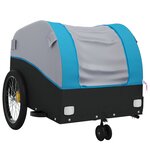 vidaXL Remorque de vélo noir et bleu 30 kg fer