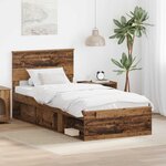 vidaXL Cadre de lit Bois ancien 75 x 190 cm Bois d'ingénierie