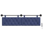 vidaXL Tête de lit suspendue Avec lumière LED Bleu police Velours