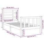 vidaXL Cadre de lit sans matelas noir bois massif 75x190 cm