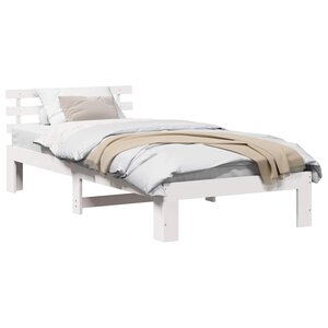 vidaXL Cadre de lit avec tête de lit Blanc 100 x 200 cm Pin massif