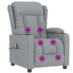 vidaXL Fauteuil de massage Gris clair Tissu