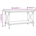 vidaXL Table basse Sonoma gris 80x45x45 cm Bois d'ingénierie et fer