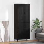 vidaXL Haut Armoire 2 Pièces Chêne noir Bois Aggloméré et Verre