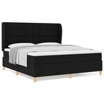 Lit à ressort box avec matelas noir 180x200 cm en tissu