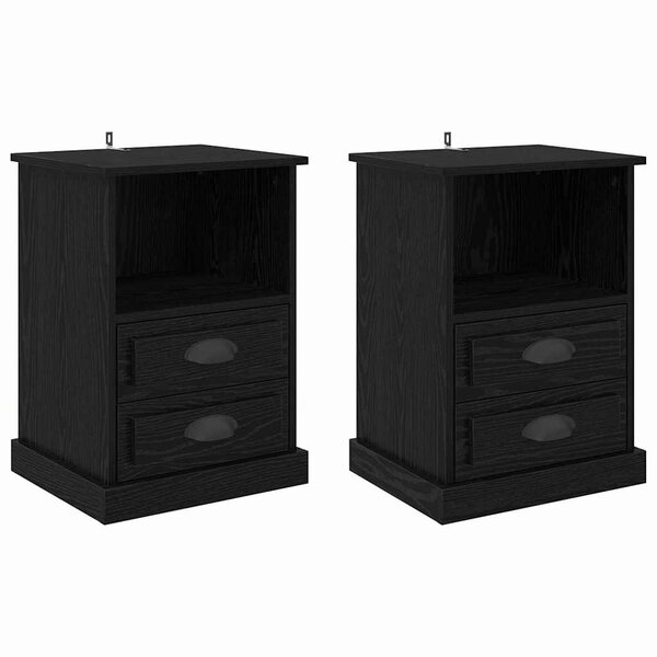 vidaXL Cabinet de chevet avec tiroir 2 Pièces Chêne noir 43 x 36 x 60 cm