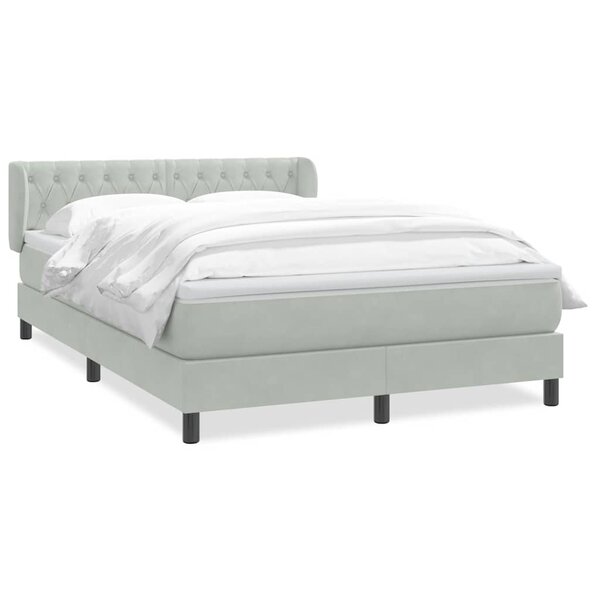 vidaXL Sommier à lattes de lit et matelas gris clair 140x210cm velours