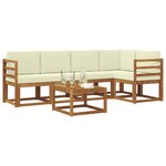 vidaXL Ensemble de canapés d'extérieur 6 Pièces Naturel et Crème