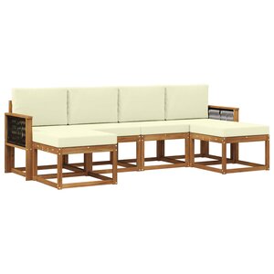 vidaXL Ensemble de canapés d'extérieur 6 pc Naturel et Crème Polyester