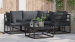 vidaXL Ensemble de canapé de jardin 4 Pièces Noir 213 x 143 x 71 cm