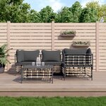 vidaXL Salon de jardin 5 Pièces avec coussins anthracite résine tressée