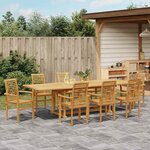 vidaXL Ensemble de salle à manger pour jardin 9 Pièces Marron
