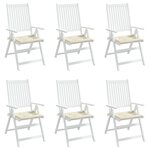 vidaXL Coussins de chaise jardin lot de 6 crème 50x50x3cm tissu oxford