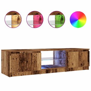 vidaXL Meuble TV avec lumières LED vieux bois bois d'ingénierie
