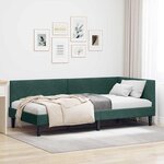vidaXL Cadre de lit d'angle Vert foncé 90 cm x 190 cm tissu