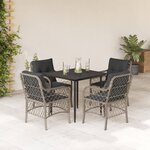 vidaXL Ensemble à manger de jardin et coussins 5 Pièces gris clair rotin