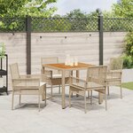vidaXL Ensemble de salle à manger de jardin 5 pièces avec coussins beige en polyrotin