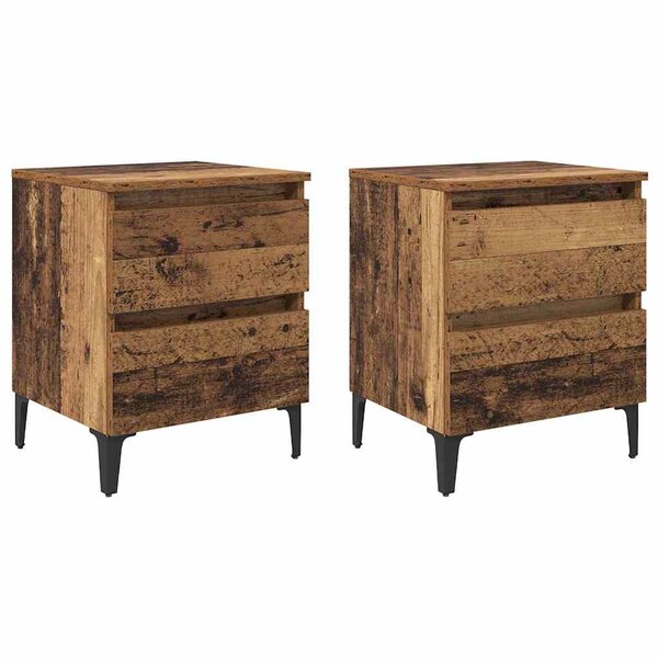 vidaXL Armoires de nuit 2 Pièces Vieux bois 40x35x50 cm Bois reconstitué