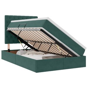 vidaXL Lit de rangement LED avec matelas Vert foncé 120 x 200 cm