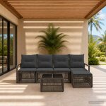 vidaXL Ensemble de canapé de jardin 6 pc Gris polyrotin