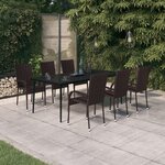 vidaXL Ensemble à manger de jardin 7 Pièces Marron et noir