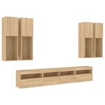 vidaXL Ensemble de meubles TV muraux 7Pièces et lumières LED chêne sonoma