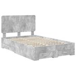 vidaXL Cadre de lit Gris béton 135 x 190 cm Bois d'ingénierie