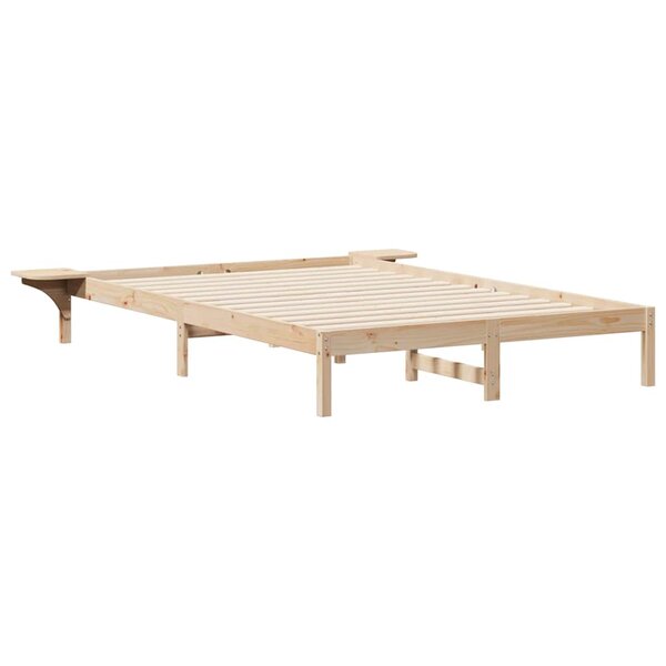 vidaXL Cadre de lit avec tables de chevet Naturel 140 x 210 cm