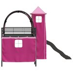 vidaXL Lit mezzanine pour enfants Noir et rose 79 5 x 200 cm Métал