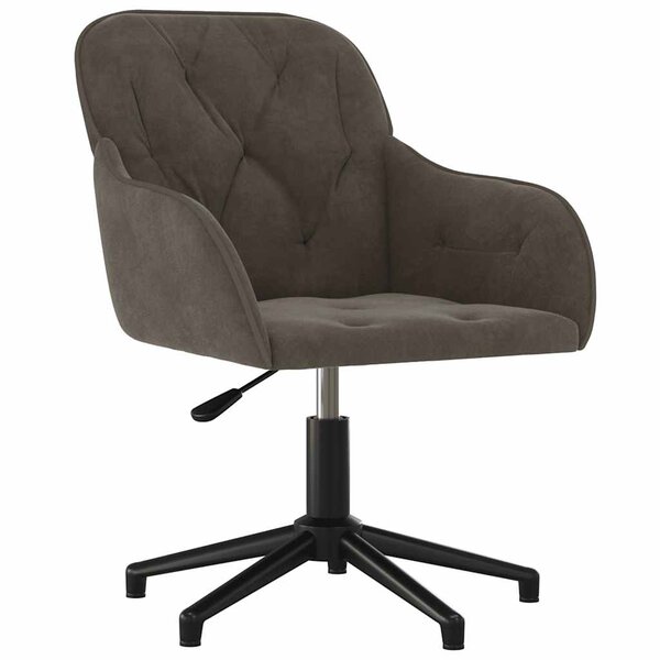 vidaXL Chaise pivotante de bureau Gris foncé Velours