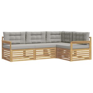 vidaXL Ensemble de canapés d'extérieur 5 pc Blanc et gris clair