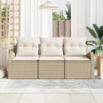 vidaXL Ensemble de canapé de jardin 3 Pièces Beige  blanc Poly rotin
