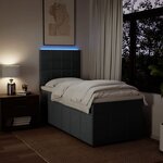 vidaXL Sommier à lattes de lit avec matelas Gris foncé 100x200cm Tissu