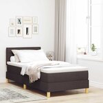 vidaXL Lit boxspring avec matelas Marron foncé 90 x 200 cm tissu