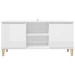 vidaXL Meuble TV avec pieds en bois Blanc brillant 103 5x35x50 cm