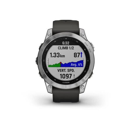Montre GPS connectée - GARMIN - Fenix 7 - Argent avec bracelet gris