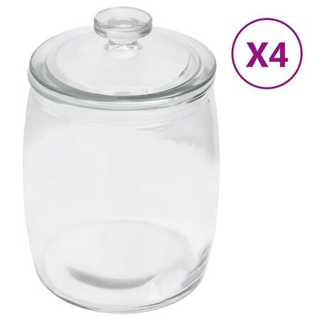 vidaXL Pots de conservation en verre avec couvercle 4 Pièces 2000 ml