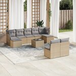 vidaXL Salon de jardin avec coussins 10 Pièces beige résine tressée