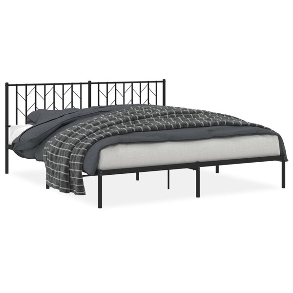 vidaXL Cadre de lit métal sans matelas et tête de lit noir 180x200 cm