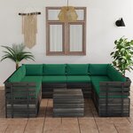 vidaXL Salon palette de jardin 9 Pièces avec coussins Bois de pin massif