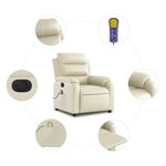 vidaXL Fauteuil de massage inclinable électrique crème similicuir