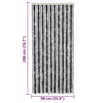 vidaXL Rideau anti-mouches gris et noir 90x200 cm chenille